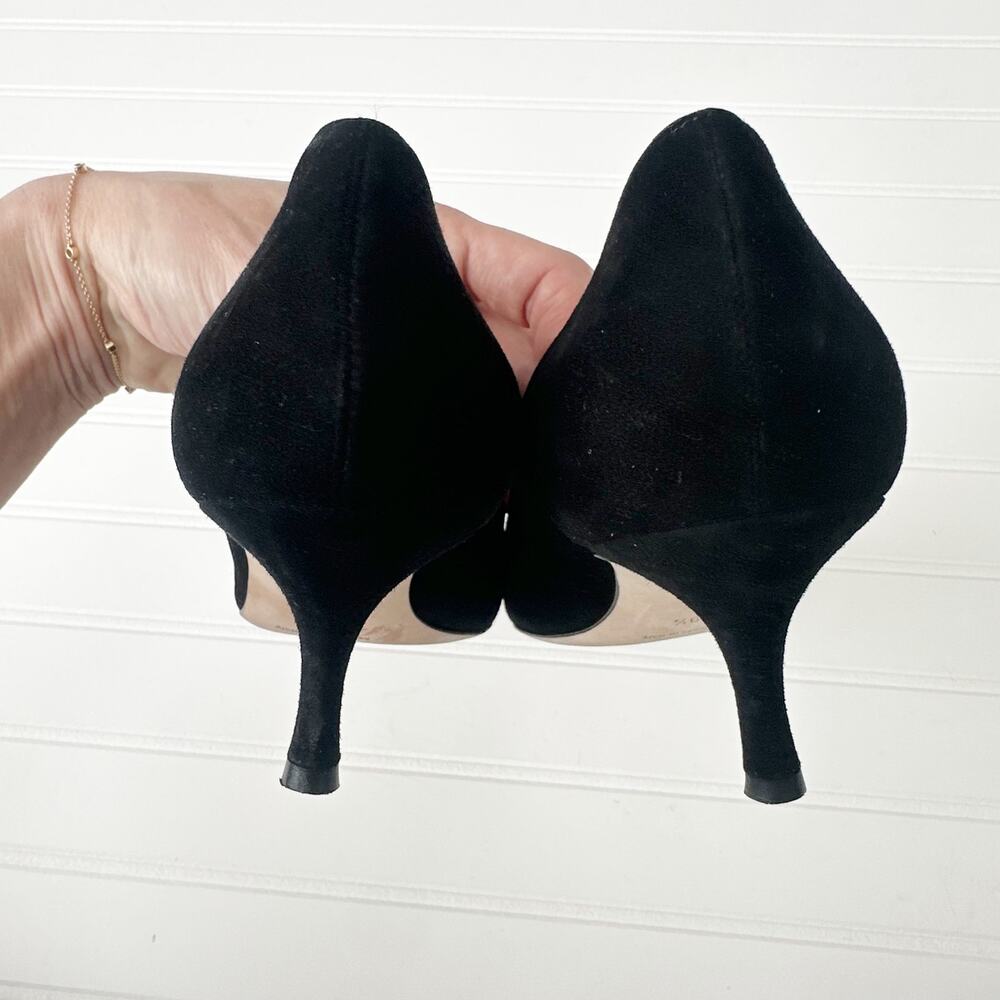 Manolo Blahnik Black Suede Pointed-Toe Pumps - Picture 6 of 7